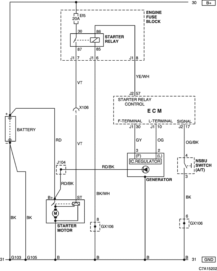 Battery, Starter, Generator And Switch Circuit Nsbu: Hfv6 3.2 (Lu1)